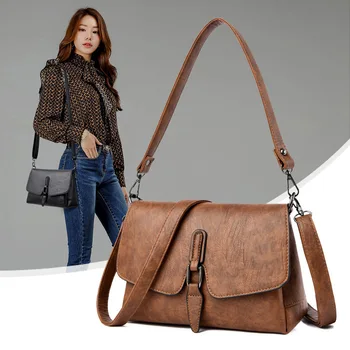 

Fall 2019 New Solid Color Shoulder Bag Fashion Trendy Retro Portable Diagonal Bag