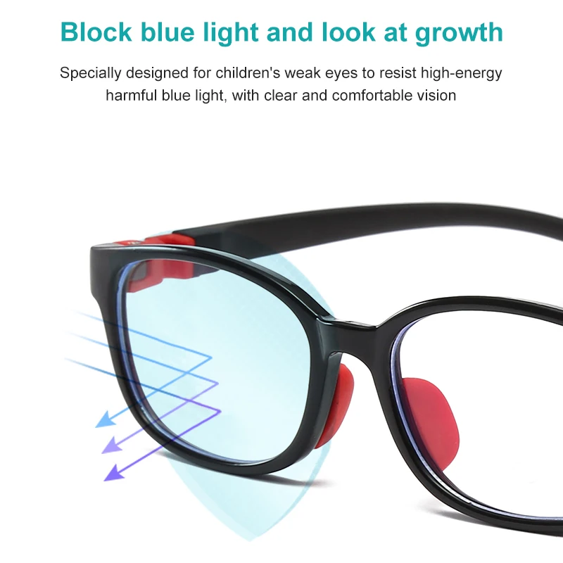 Anti Blue Light Glasses Kids Square Computer Silicone Frame Eyewear For Boys Girls