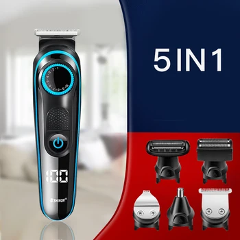 

SHINON USB 5 In 1 Multifunctional Electric Clipper LCD Digital Display Recharge Hair Clipper Hair Salon Carving Electric Fader