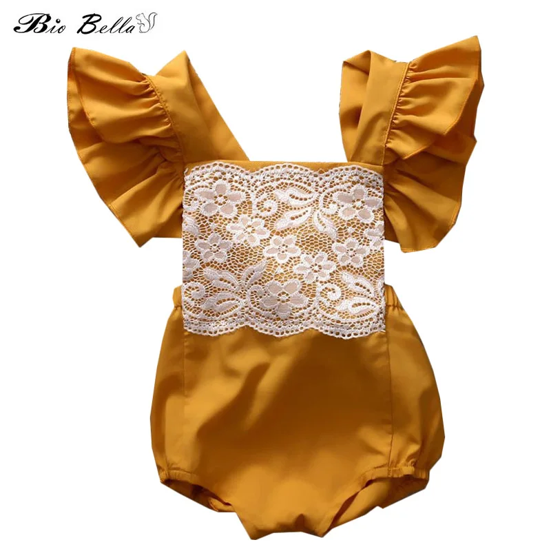 

Baby Summer Newborn Bodysuit Fashion Cute Yellow New Style 20-19 Summer Girls Bodysuits Kids Girl Outfits Clothes 0-24 Month
