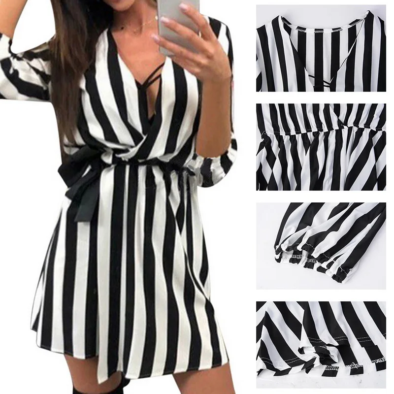 Женское платье в полоску LASPERAL повседневное свободное пляжное мини с длинным