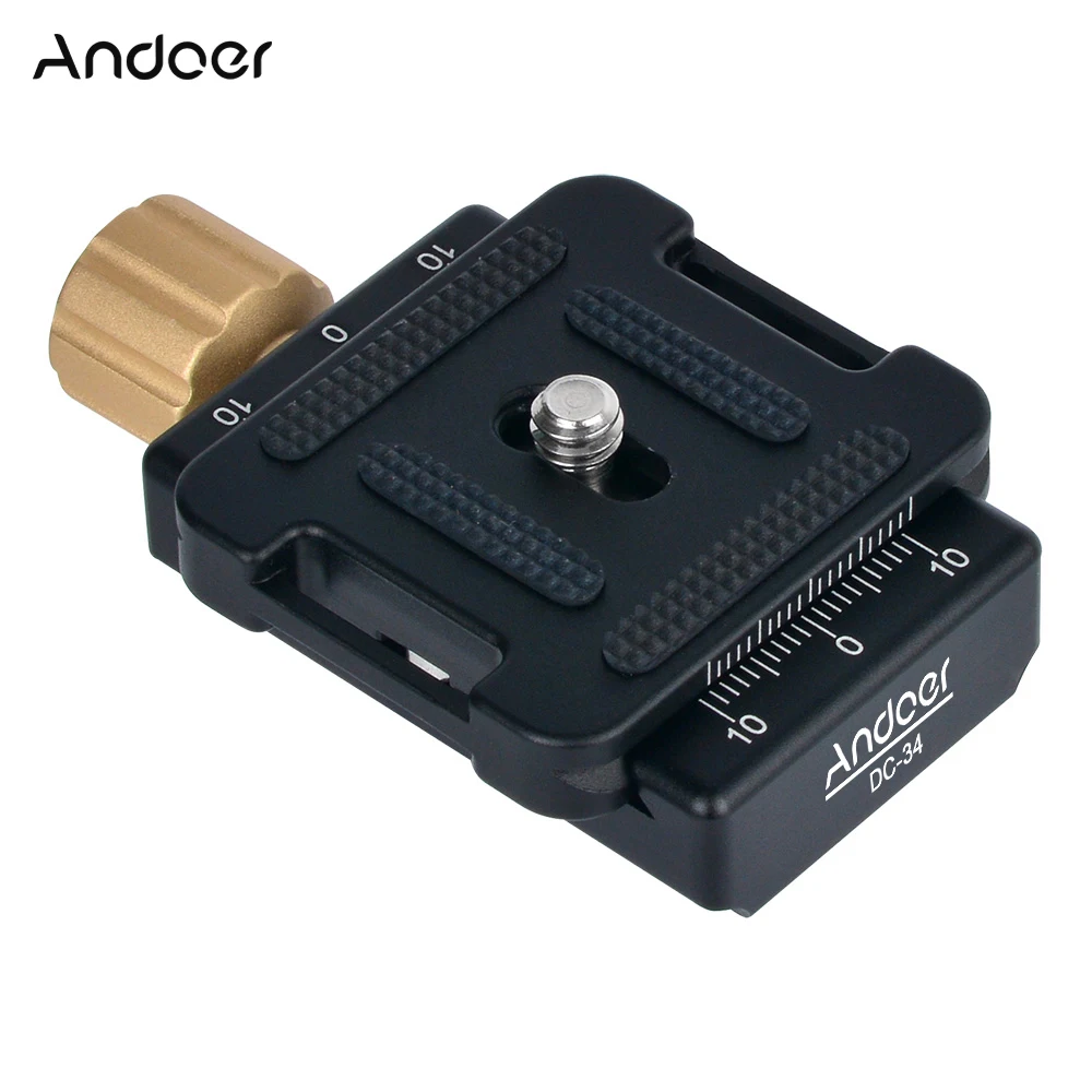 Gold Andoer DC-34 Quick Release Plate Зажим адаптер с одним Quick Release Plate 1/" винт для Arca-Swiss подходящий для Fujifilm как Стандартный QR Штативная головка - Цвет: Gold