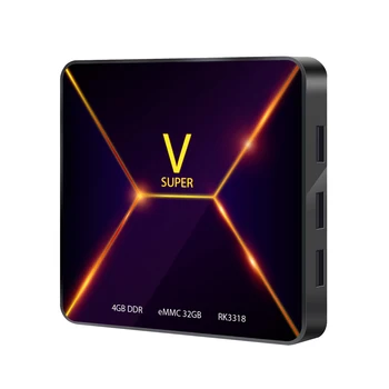 

Android 9.0 TV Box RK3318 Quad Core 64Bit 4GB/32GB 4K Media Player H.265 WiFi Bluetooth 4.0 Digital Display Super V Smart TV Box