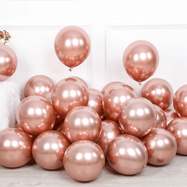20pcs 12inch New Glossy Baby Pink Metal Pearl Latex Balloon Rose Gold Thick Chrome Metallic Globos Wedding Birthday Party Decor rose gold 1