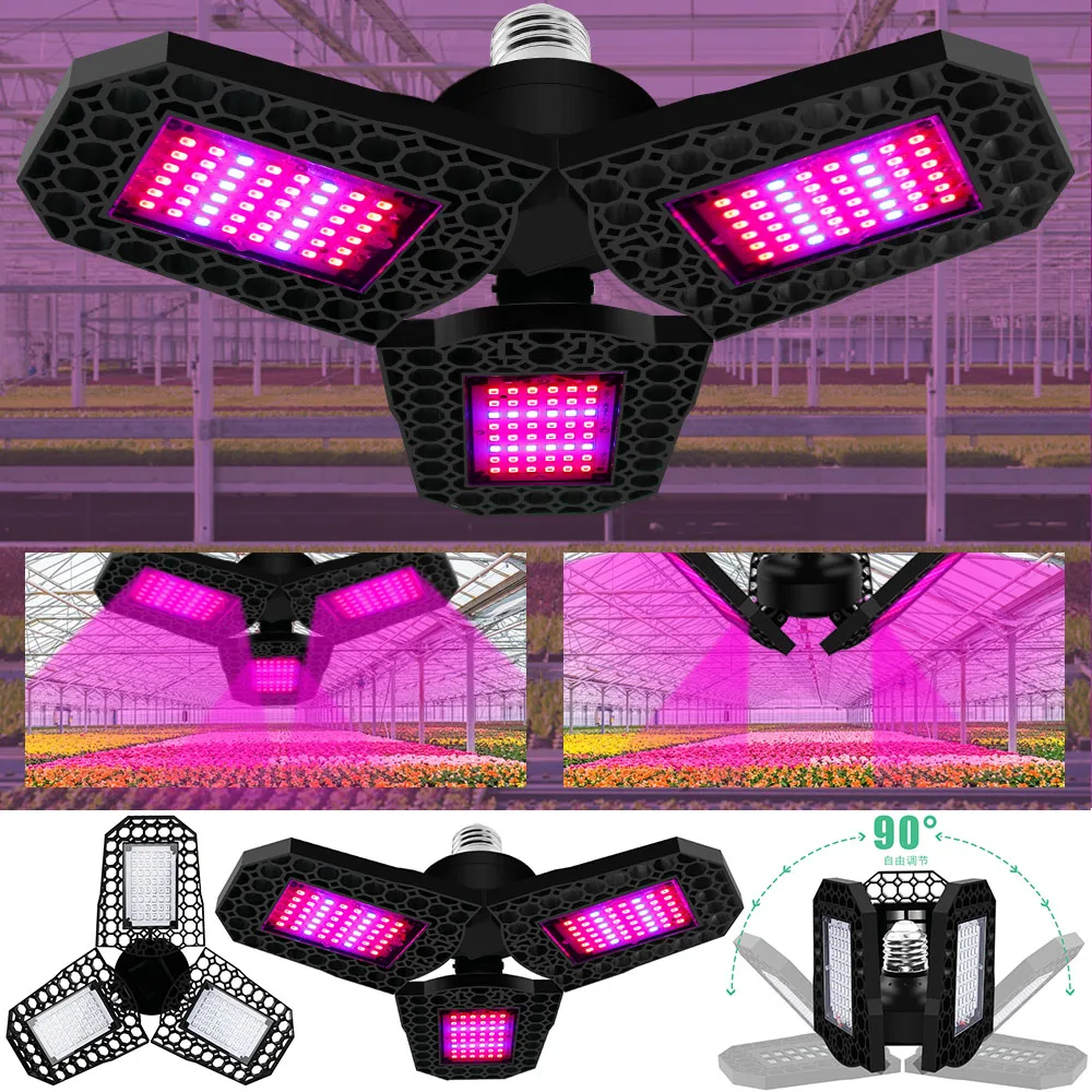 LED Phyto Lamp AC85-265V 40W 60W 80W E26 E27 Full Spectrum LED Grow Light Indoor Fitolampy Waterproof For Plants Flower Grow D30