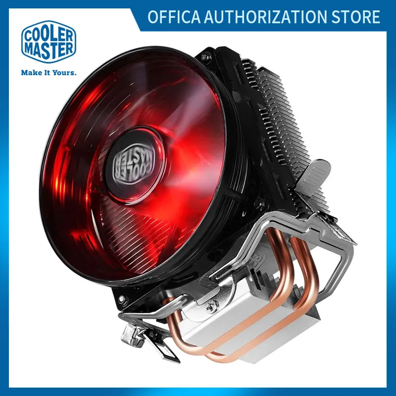 

Cooler Master RR-T2V1-20FK CPU Cooler Two Heat Pipes LED Light Effect 3-Pin 95.5mm Silent Fan For Intel 775 115X AMD AM4