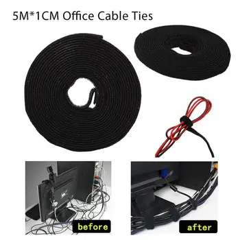 

5Mx1cm Magic Sticker Cable Cord Tidy Organiser Cable Management Cable Ties Reusable Charging Line Clothes Strap Cable Cord Ties