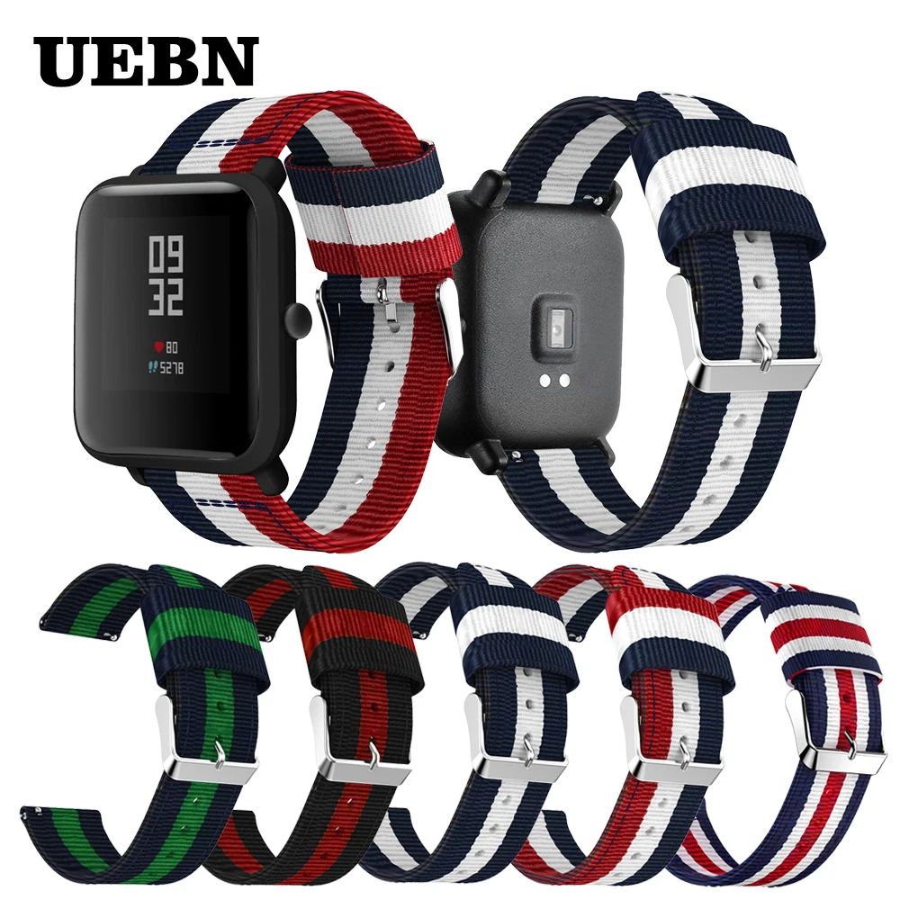 

UEBN 20mm 22mm Bracelet Nylon Band For Xiaomi Amazfit Bip/GTS Replacement Strap for Huami Amazfit GTR 42mm 47mm watchband