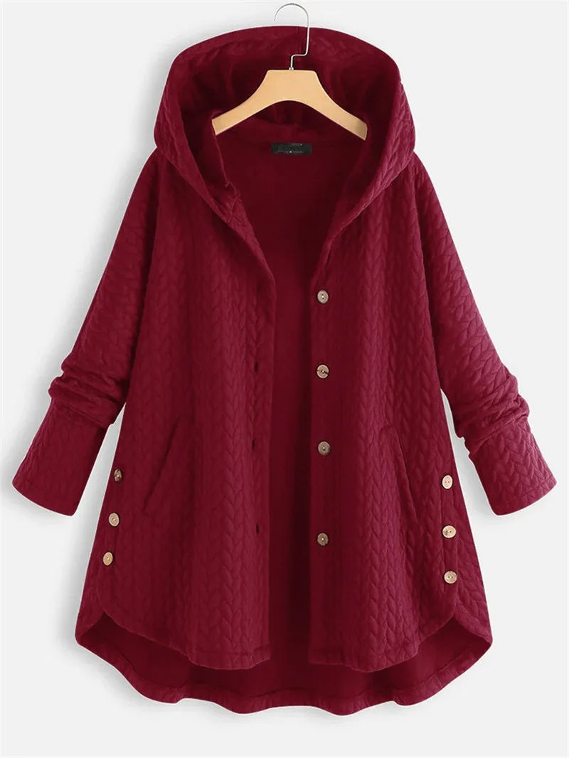Ciążowa długa kurtka płaszcz jesienno-zimowa na co dzień damskie sweter z kapturem z długim rękawem i kapturem bluzy z kapturem