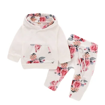 

bunvel 0-12M 3pcs Toddler Kids Baby Girls Outfit Hooded Sweatshirt Floral Pants Cotton Baby Tracksuit Set Baby Girls Clothes 45