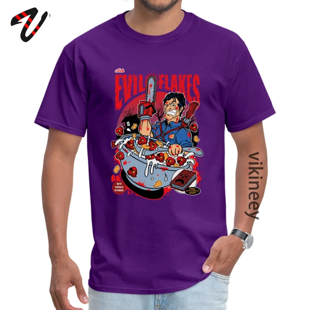 Funny Short Sleeve Tops Tees Father Day 2019 Popular O-Neck 100% Cotton Fabric Tops Shirt Men Top T-shirts EVIL_FLAKES_ EVIL_FLAKES_1552 purple