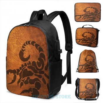 

Funny Graphic print Scorpion Tattoo USB Charge Backpack men School bags Women bag Travel laptop bag