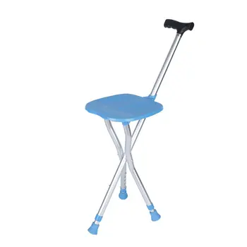

Aluminum Folding Cane Stool Telescopic Adjustment Height Multi-Function Cane Chair Elderly Portable Tools