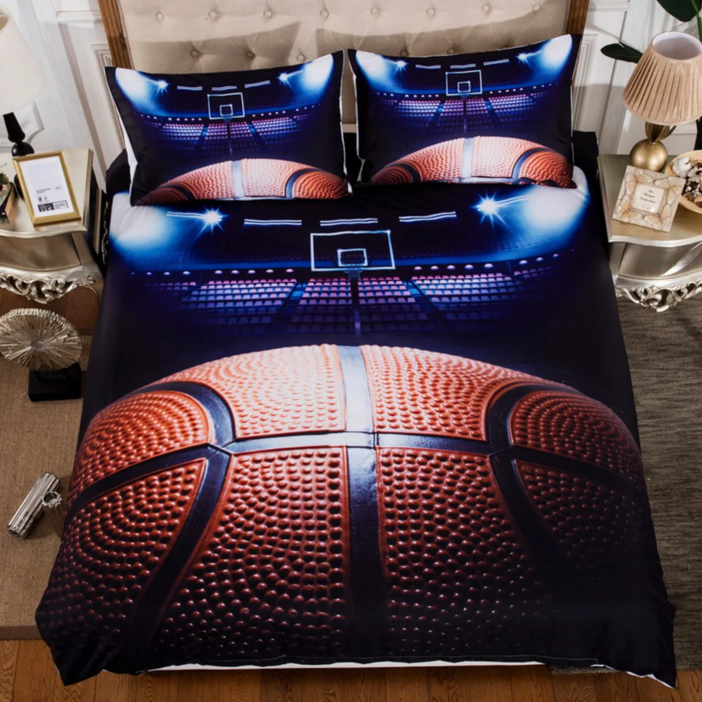 

3pcs/set Soccer Basketball Duvet Cover Set 3D Football Printed Bedding Set For Single Bed Comfortable Soft Home Textile Supplies