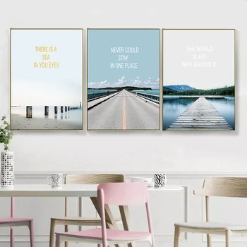 

Nordic Minimalist Sea View Scenery Quotes Art Canvas Painting Modern Posters and Prints Kitchen Room Bedroom Decor Wall Pictures