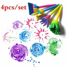 4 шт./компл. губки для рисования кистью губка роликовая щетка креативный подарок для детей ручкой Губка для рисования детей DIY пользу для Kid'sGift