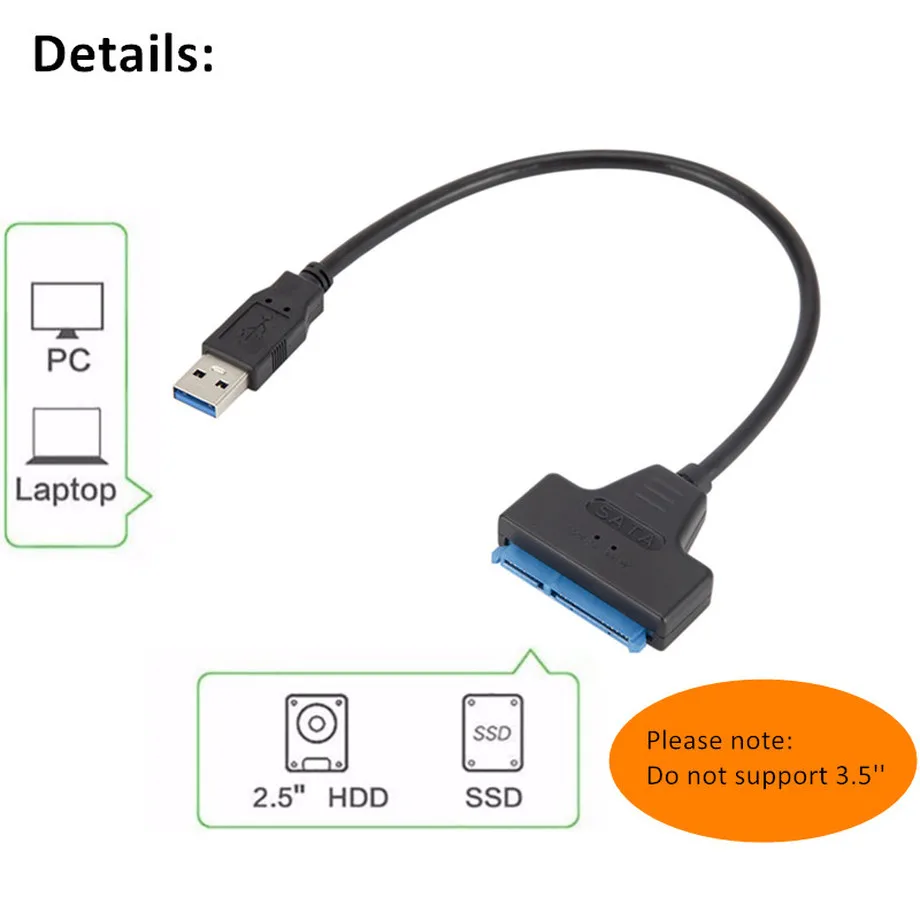 Grwibeou USB 3 0 SATA кабель Sata к адаптеру поддержка 2 5 дюймового внешнего SSD HDD жесткого