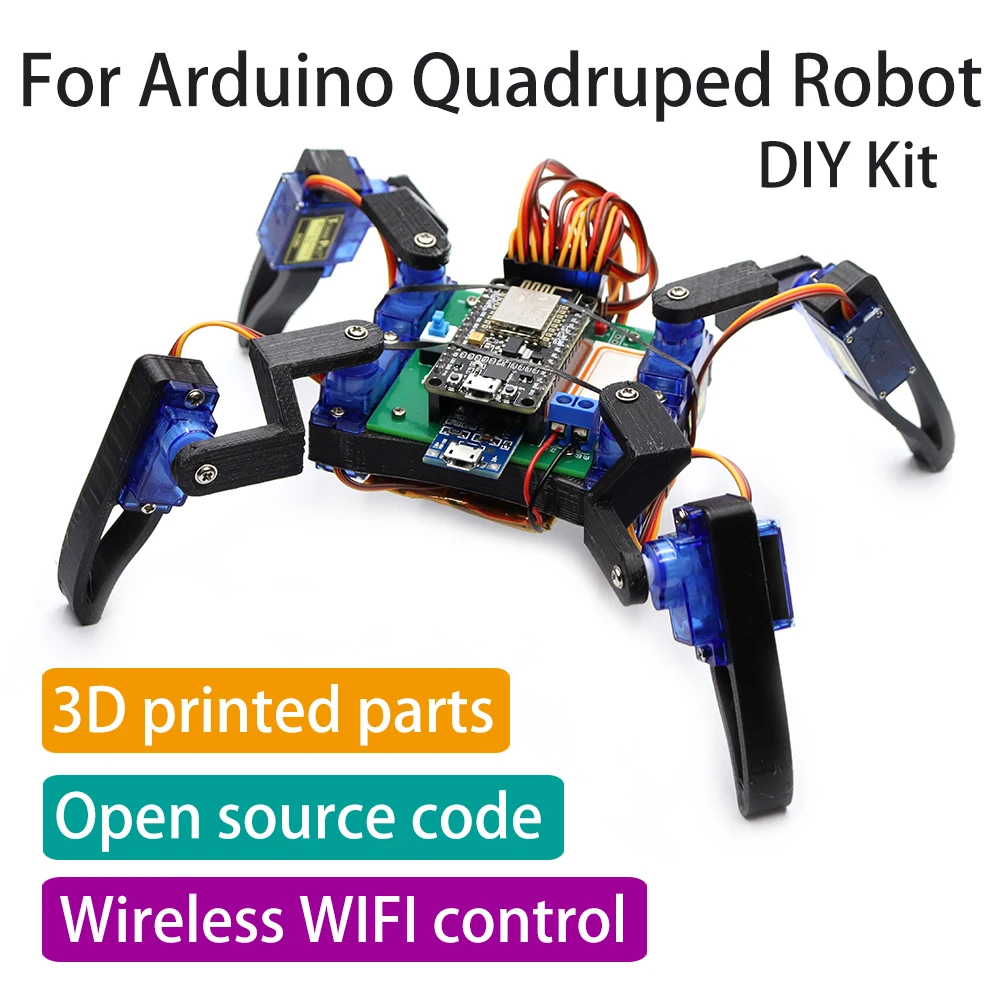 8-DOF Spider Robot Arduino DIY Kit Bionic Quadruped Edu-Robot Maker Open source project WIFI wireless control STEM Program toys |