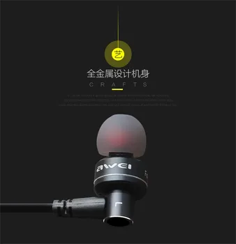 

AWEI ES-10TY Metal 3.5mm Jack In-Ear Noise Isolating Mic Super Bass Earphone
