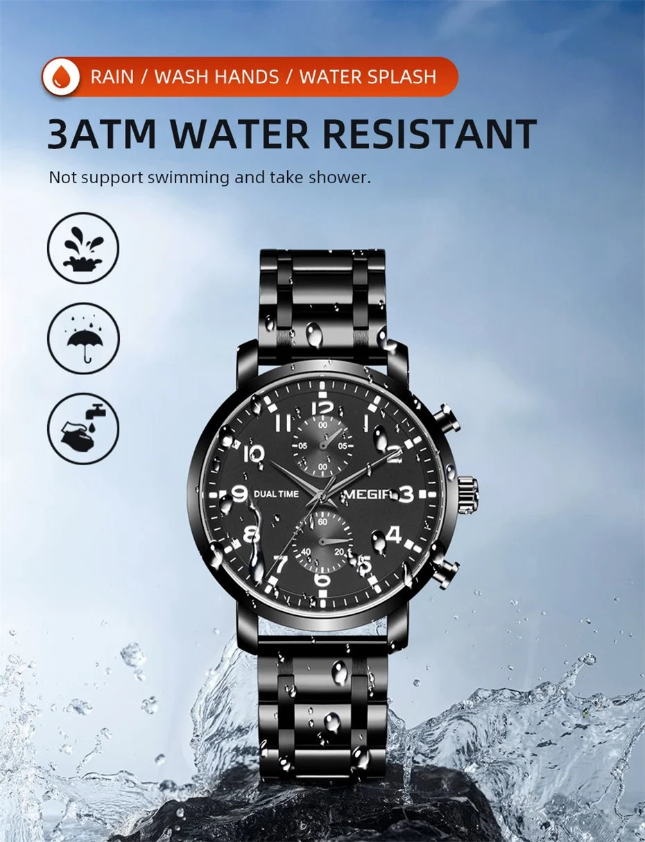 multi-função dial à prova dwaterproof água cronógrafo