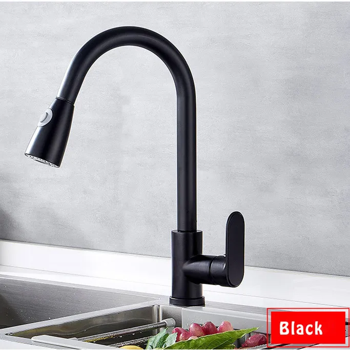 B2-Brass-Black Латунный кухонный кран Senducs выдвижной кухонный смеситель роскошный полированный, хромированный, для кухни кран черный вытяжной Кухонные смесители - Цвет: B2-Brass-Black