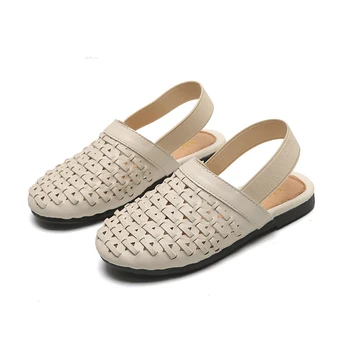 

CUZULLAA Kids Breathable Cut-Outs Beach Sandals Shoes For Summer Boys Girls Closed Toe Knitting Slippers Shoes Size 26-35