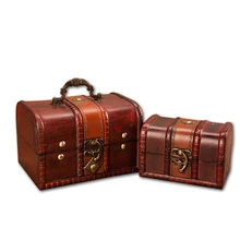 Nordic Retro Jewelry Organizer Storage Gift Box Wooden Pu Leather Vintage Small Travel Jewelry Storage Box Decor Gift Ideas 2PCS