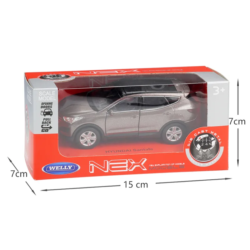 WELLY 1:36 Scale Pull Back Classic Simulation Model Car Hyundai Santafe Diecast Vehicle Alloy Car Metal Toy Car Gift Collection