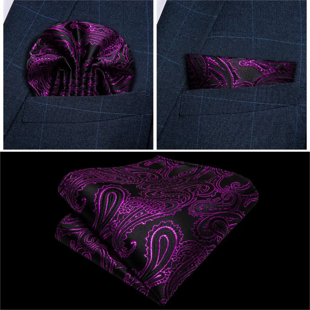 Men's Purple Black Paisley Silk Wedding Waistcoat Vest For Men Bowtie Hanky Cufflinks Cravat Set for Suit Tuxedo DiBanGu MJ-121 Men's Purple Black Paisley Silk Wedding Waistcoat Vest For Men Bowtie Hanky Cufflinks Cravat Set for Suit Tuxedo DiBanGu MJ-121