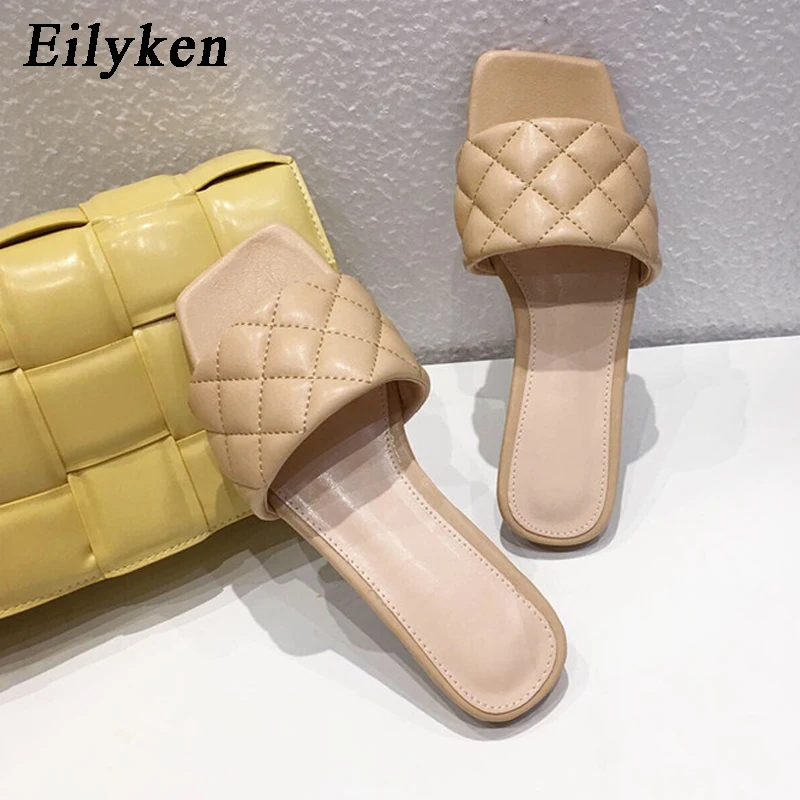 Eilyken/Новинка 2021 года Популярные кожаные женские шлепанцы в сеточку Сезон лето