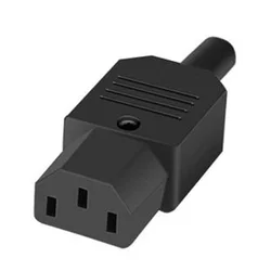 Black Rewirable AC Power Plug Socket with Panel Docking Outlet, 10A - Black color (C13 Female SJ13)