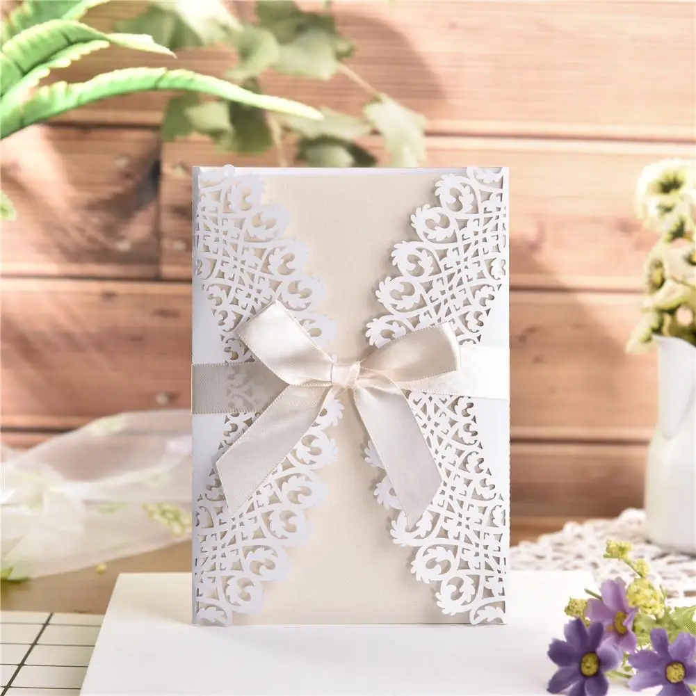  10PCS European Style Elegant Delicate Carved Lace Wedding Party Invitations Cards Wedding Party Dec - 4.00009E+12