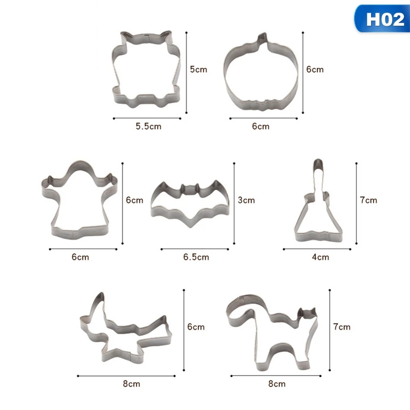 6/7 шт Хэллоуин Формочки для печенья из нержавеющей стали для конфет формы для печенья инструменты для приготовления пищи Тема Хэллоуин металлические Формочки формы тыквы - Color: 2