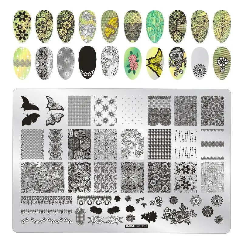 1 упаковка, нержавеющая сталь пластины для штамповки ногтей цветы для дизайна ногтей DIY пластина для изображения ногтей мульти-шаблоны трафаретов аксессуары для шаблонов - Цвет: 38