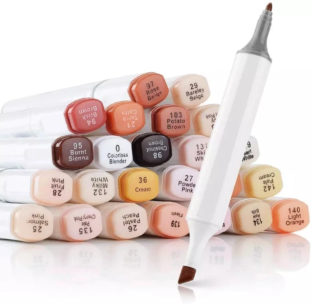 TOUCHFIVE 24 Colors Skin Tones Set Art Markers Pen Artist Dual