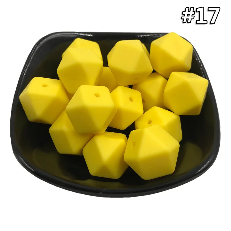 50PCS Beads 17 50Pcs Silicone Beads 14mm Hexagon Beads Food Grade Silicone Teething Colorful DIY Pacifier Clip Tiny Rod Baby Teether Toys Gift - Цвет: 50PCS Beads 17