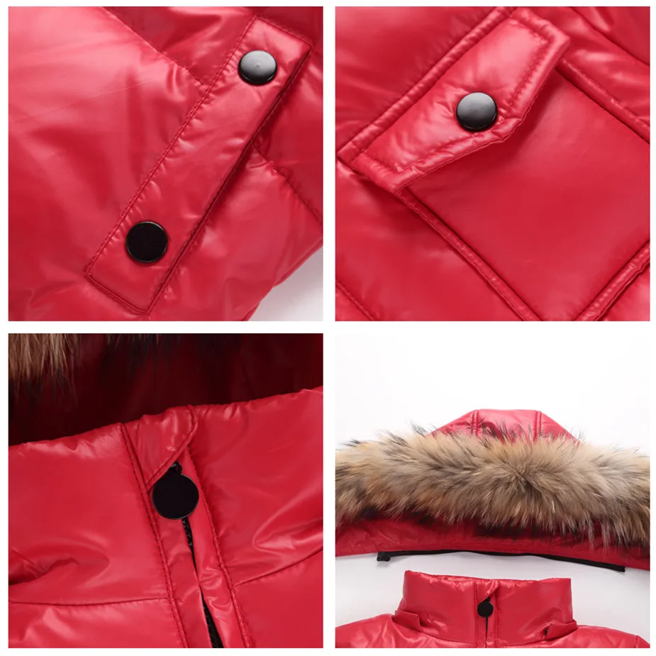 Cena 11.11 kurtka zimowa dla dzieci parki dla dzieci płaszcz z kapturem dla dziewczynek chłopcy ciepłe grube kurtki dla dzieci ciepłe prawdziwe płaszcze z kołnierzem z futra