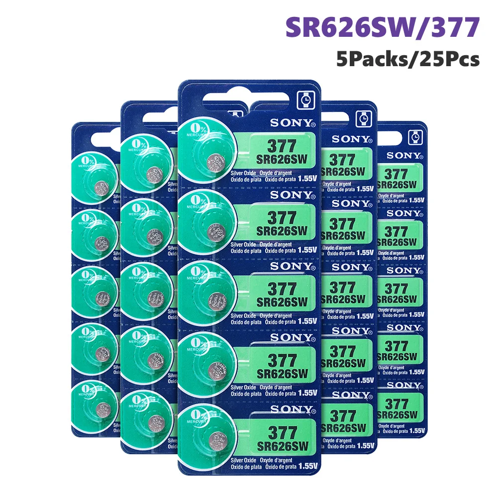 25 шт. для SONY батарея монетного типа для часов 1,55 в AG4 377A 377 LR626 SR626SW SR66 кнопочные Аккумуляторы для игрушек Удаленная камера Сделано в Японии
