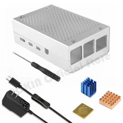 Boîtier en aluminium pour Raspberry Pi 4 3, boîtier métallique + vis + dissipateur de chaleur, Kit pour Raspberry Pi 3 modèle B 3B + boîtier 