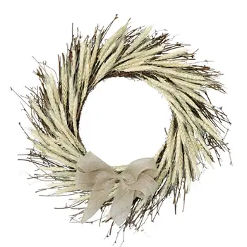 

Fall Wreath Decorative Wheat Ear Bowknot Rattan Harvest Festival Thanksgiving Wreath Perfect Ornament For Outdoor Wedding Decor