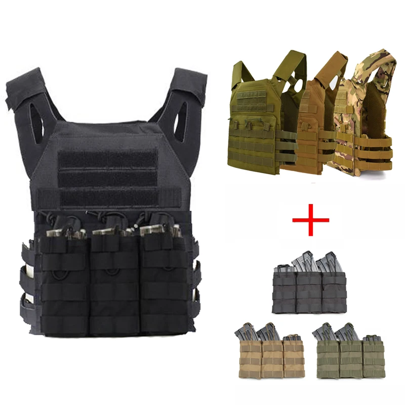 

JPC Vest Tactical Equipment Plate Carrier Molle Vest With Triple Magazine Pouch Accessories Bag Hunting Airsoft Vest