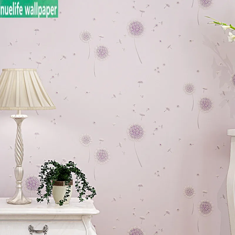 

Pink non-woven wallpaper classic rustic style bedroom children's room dandelion wallpaper living room TV background wallpaper