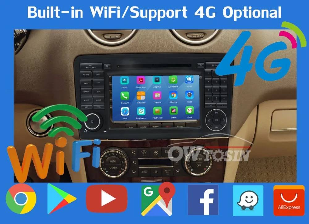 Discount PX6 Octa Core Android 9.0 4+64G USB×5 Car DVD For Mercedes Benz GL ML Class W164 ML300 ML320 ML350 ML450 X164 Car Radio GPS 16
