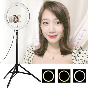 

11.8 inch Dimmable Led Photography Selfie Light with Tripod Light Stand & Phone Clamp Holder Fill for Makeup Video Shooting