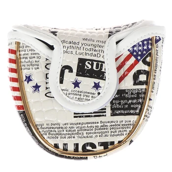 

US Newspaper Golf Putter Covers Outdoor Waterproof USA Flag Golf HeadCovers For Man Women with Ball Stamper Golfer Gift