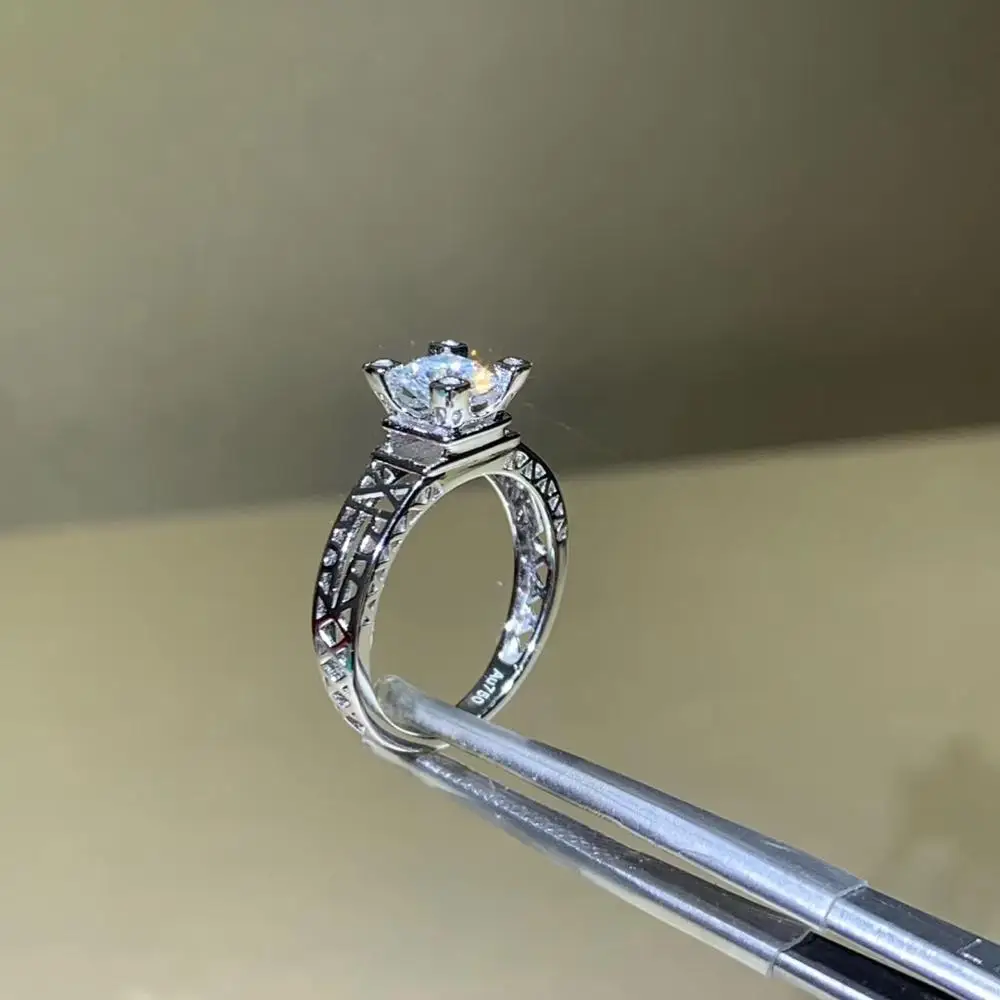 Kkmall магазин круглое серебряное кольцо Moissanite 1.00ct D VVS роскошное свадебное кольцо Moissanite для женщин