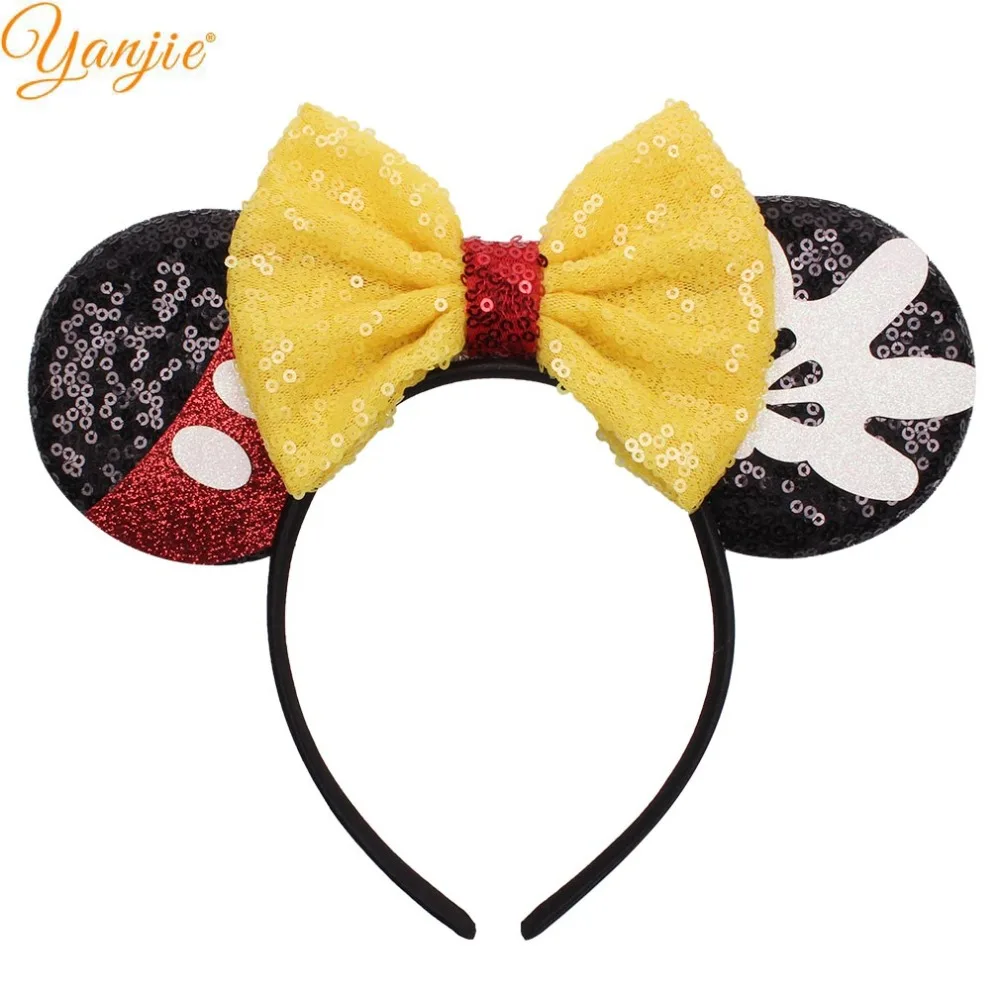 YANJIE 2022 Popular Mouse Ears Headband Sequins Hair Bows Charactor For Women Festival Hairband Girls Hair Accessories Party star hair clips