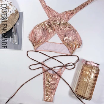 

LOVE & LEMONADE Sexy Cross Straps High Slit Bikini LMSW100