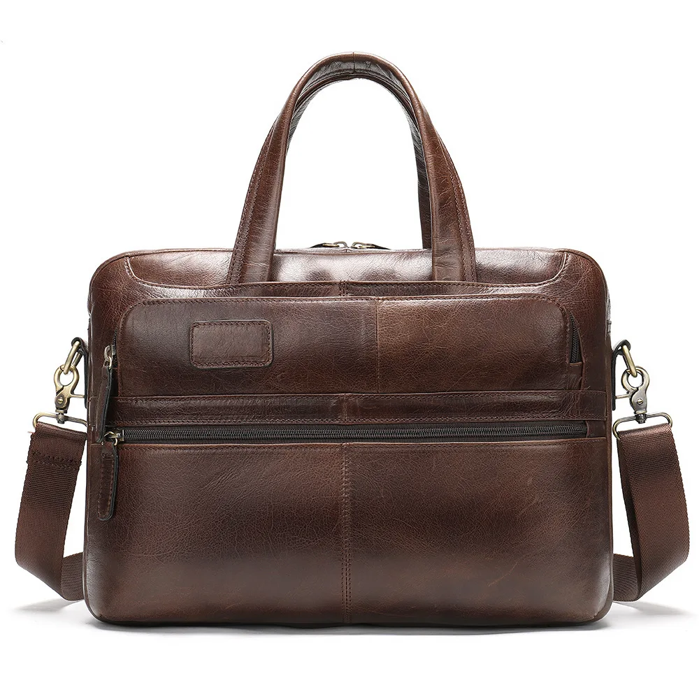 

Men's Briefcase Bag Male Genuine Leather Laptop Bag Business Tote For Document Office Portable Laptop Messenger Shoulder Bag
