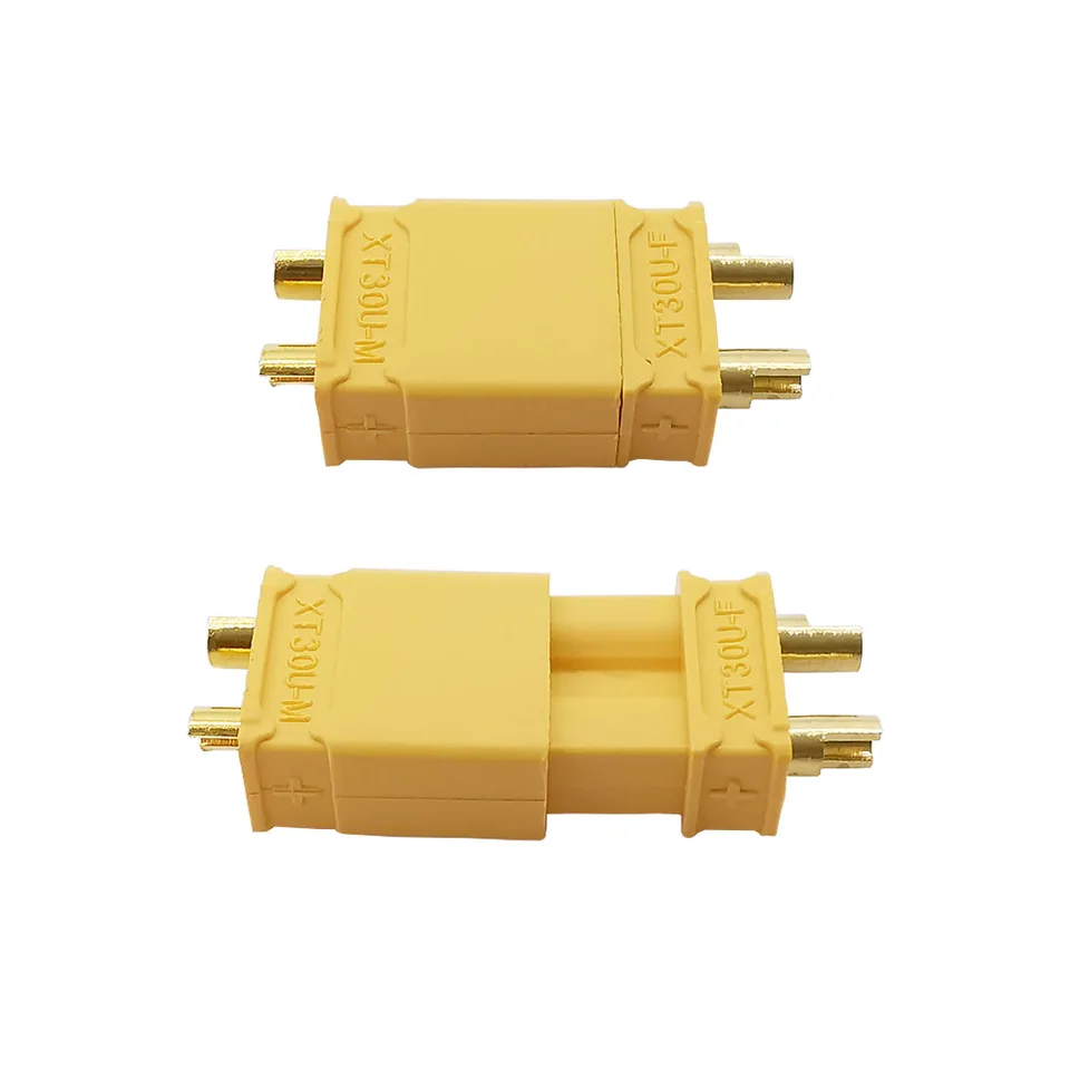 5 Pairs (10pcs) XT30 Gold Connectors - 30A 2-Pin Yellow Male/Female Lipo Battery Plugs For RC